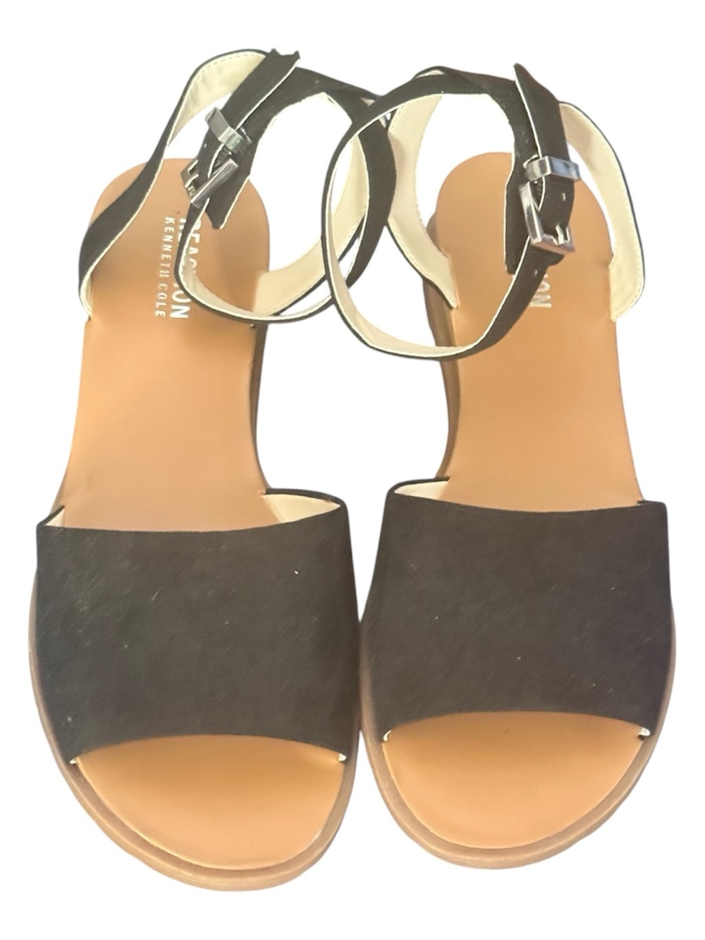 Kenneth Cole Black Suede Open-Toe Ankle-Strap Sandals